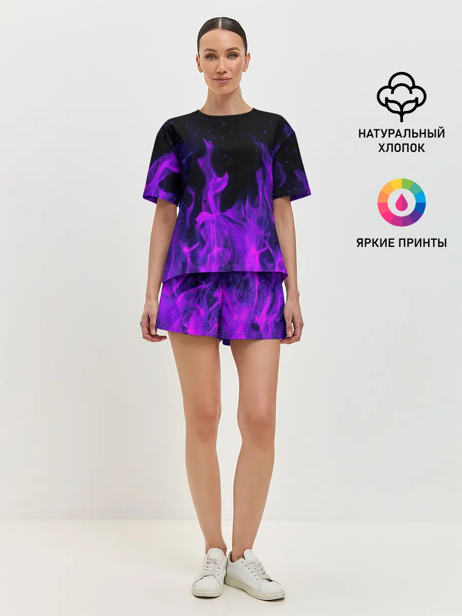 Женская пижама с шортами / ФИОЛЕТОВЫЙ ОГОНЬ | PURPLE FIRE