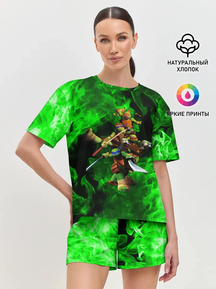 Женская пижама с шортами / ЧЕРЕПАШКИ - НИНДЗЯ