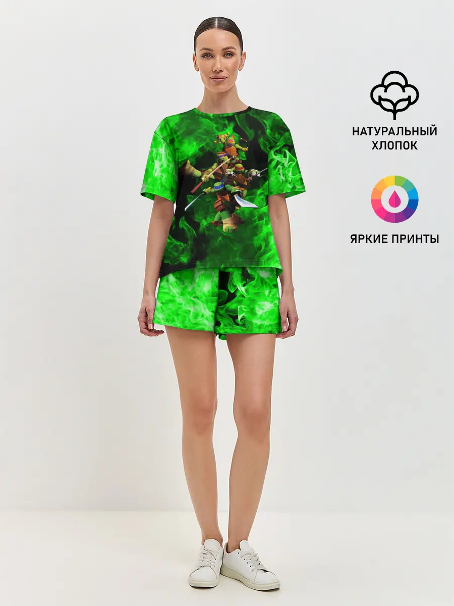 Женская пижама с шортами / ЧЕРЕПАШКИ - НИНДЗЯ
