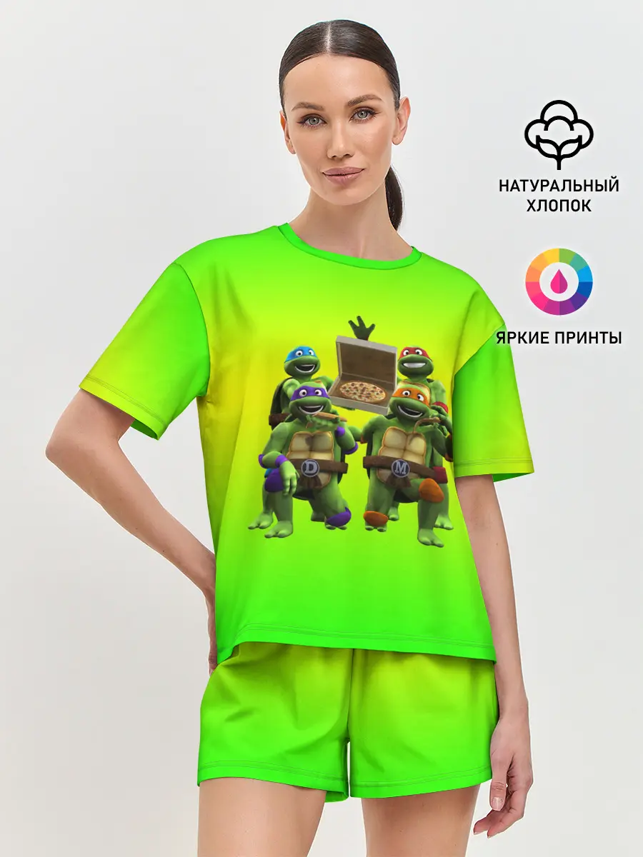 Женская пижама с шортами / ЧЕРЕПАШКИ - НИНДЗЯ