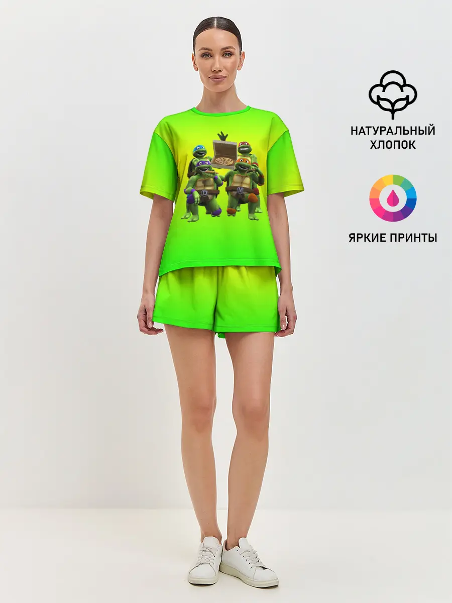 Женская пижама с шортами / ЧЕРЕПАШКИ - НИНДЗЯ