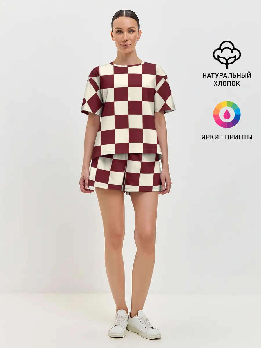Женская пижама с шортами / Шахматка