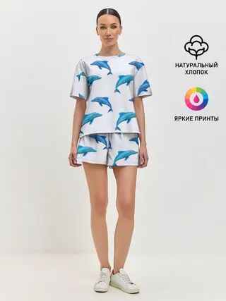 Женская пижама с шортами / Рай для дельфина