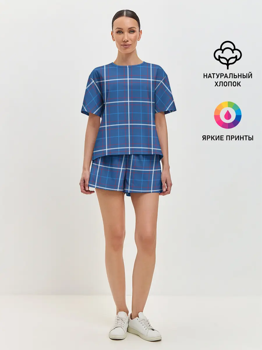 Женская пижама с шортами / Шотландка