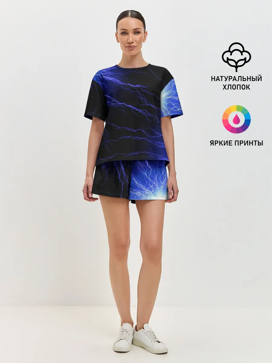 Женская пижама с шортами / МОЛНИИ | РАЗРЯДЫ | НЕОН