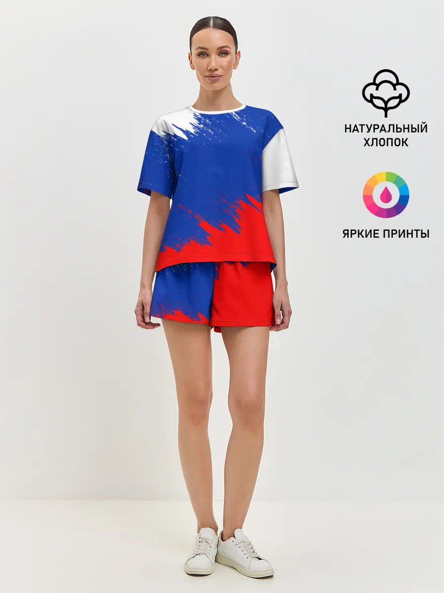Женская пижама с шортами / РОССИЯ ТРИКОЛОР