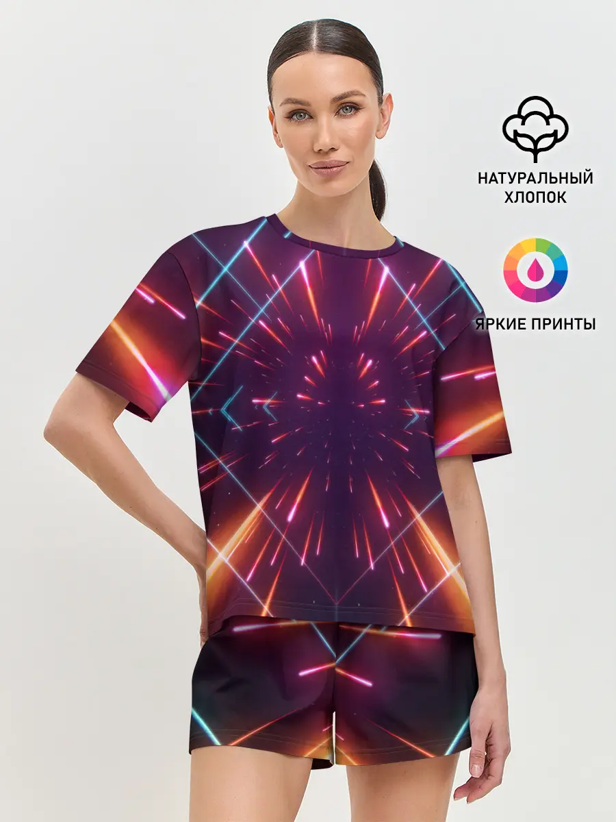 Женская пижама с шортами / SYNTHWAVE / RETROWAVE