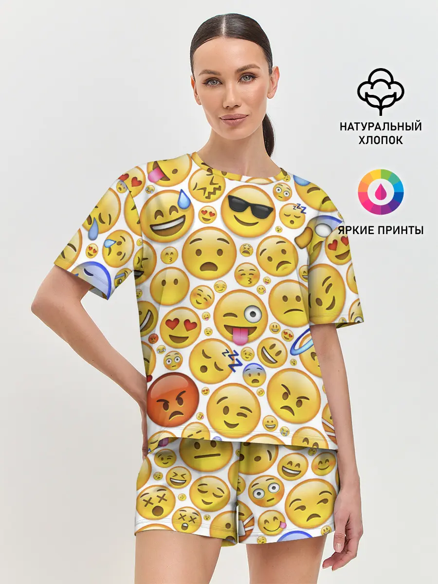 Женская пижама с шортами / Смайлы.
