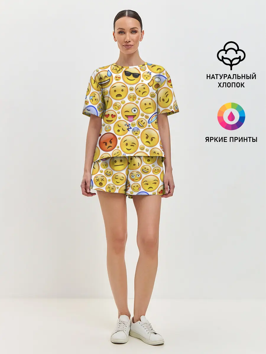 Женская пижама с шортами / Смайлы.