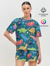 Женская пижама с шортами / Арт с динозаврами