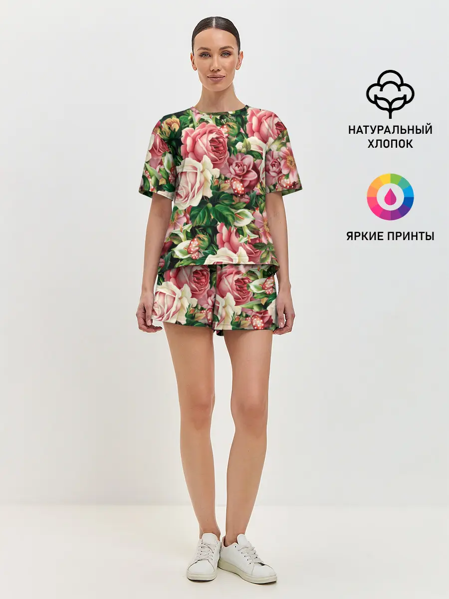 Женская пижама с шортами / ЦВЕТЫ / FLOWERS / 8 МАРТА