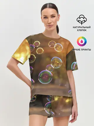 Женская пижама с шортами / Мыльные пузыри.