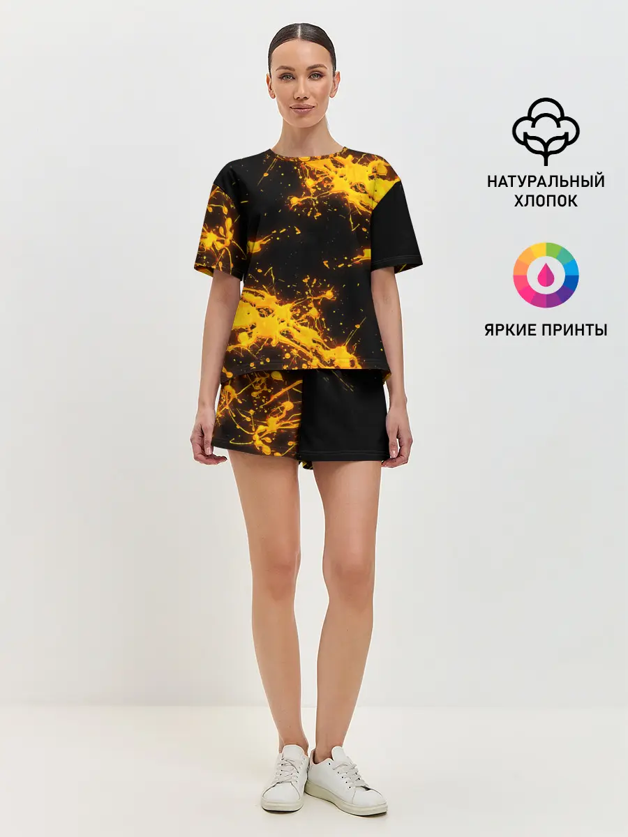 Женская пижама с шортами / БРЫЗГИ КРАСКИ NEON