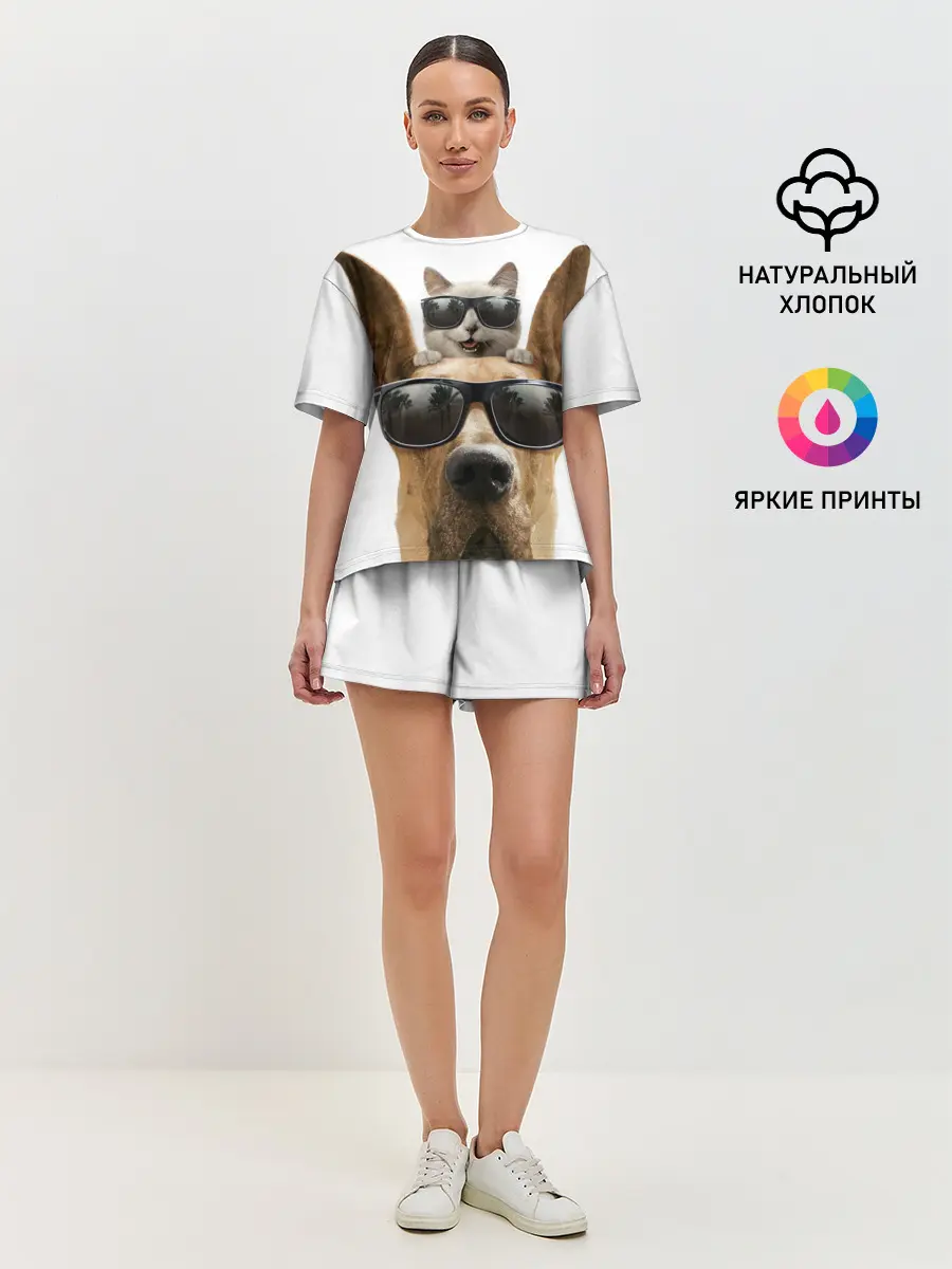 Женская пижама с шортами / Блатные животные.