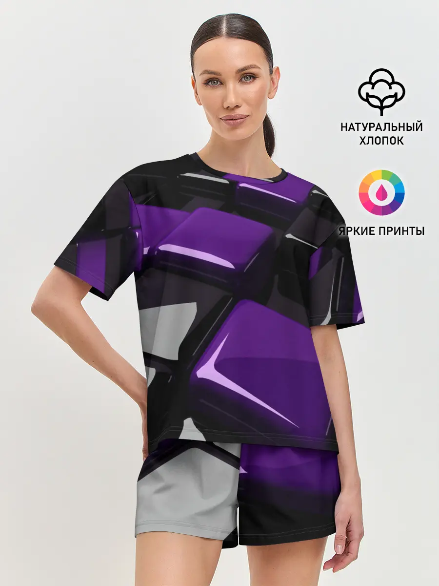 Женская пижама с шортами / НЕОНОВАЯ ГЕОМЕТРИЯ