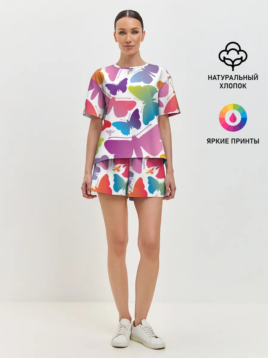 Женская пижама с шортами / БАБОЧКИ ПАТТЕРН | BUTTERFLY PATTERN