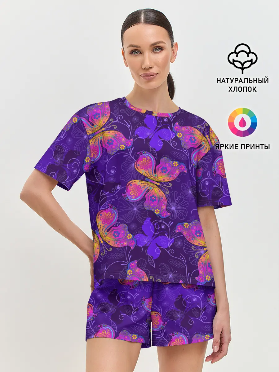 Женская пижама с шортами / БАБОЧКИ ПАТТЕРН | BUTTERFLY PATTERN