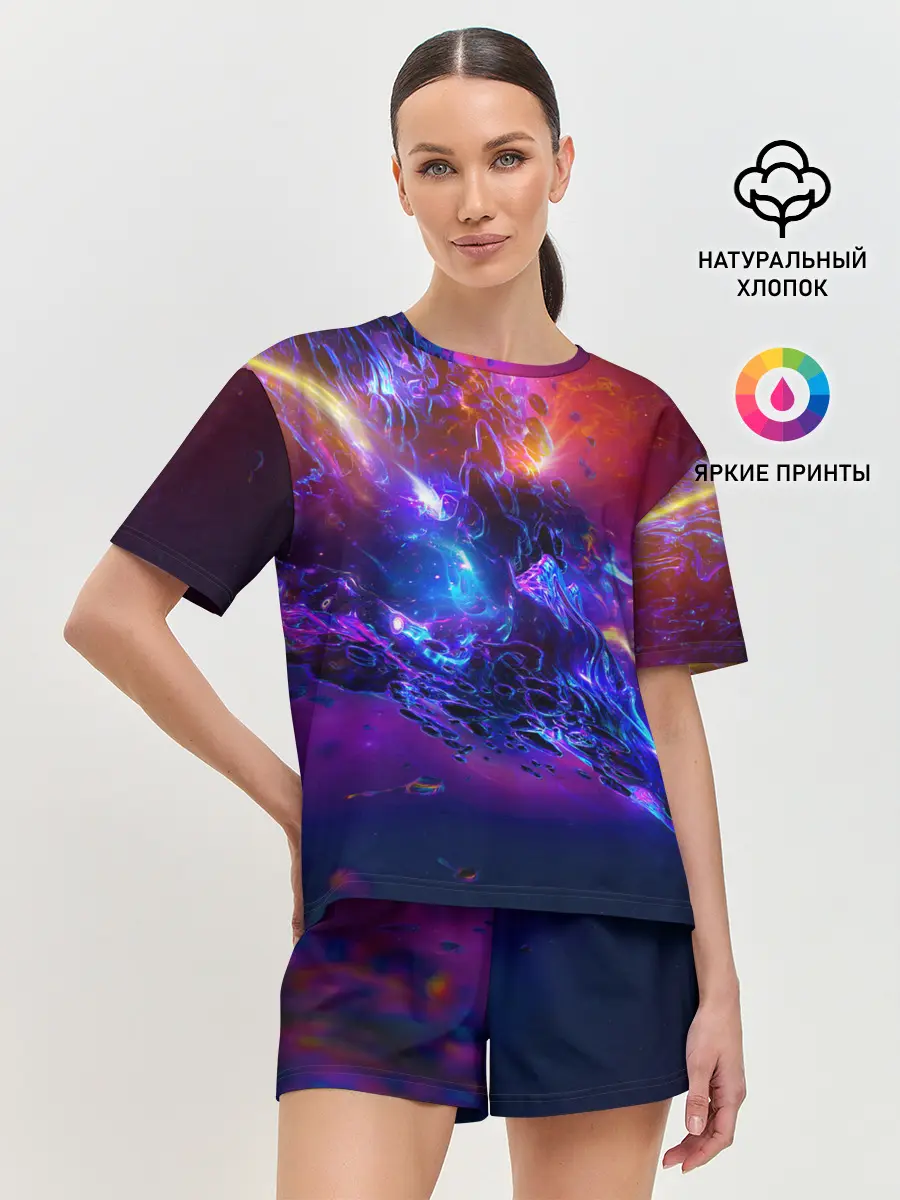 Женская пижама с шортами / SPACE ABSTRACT