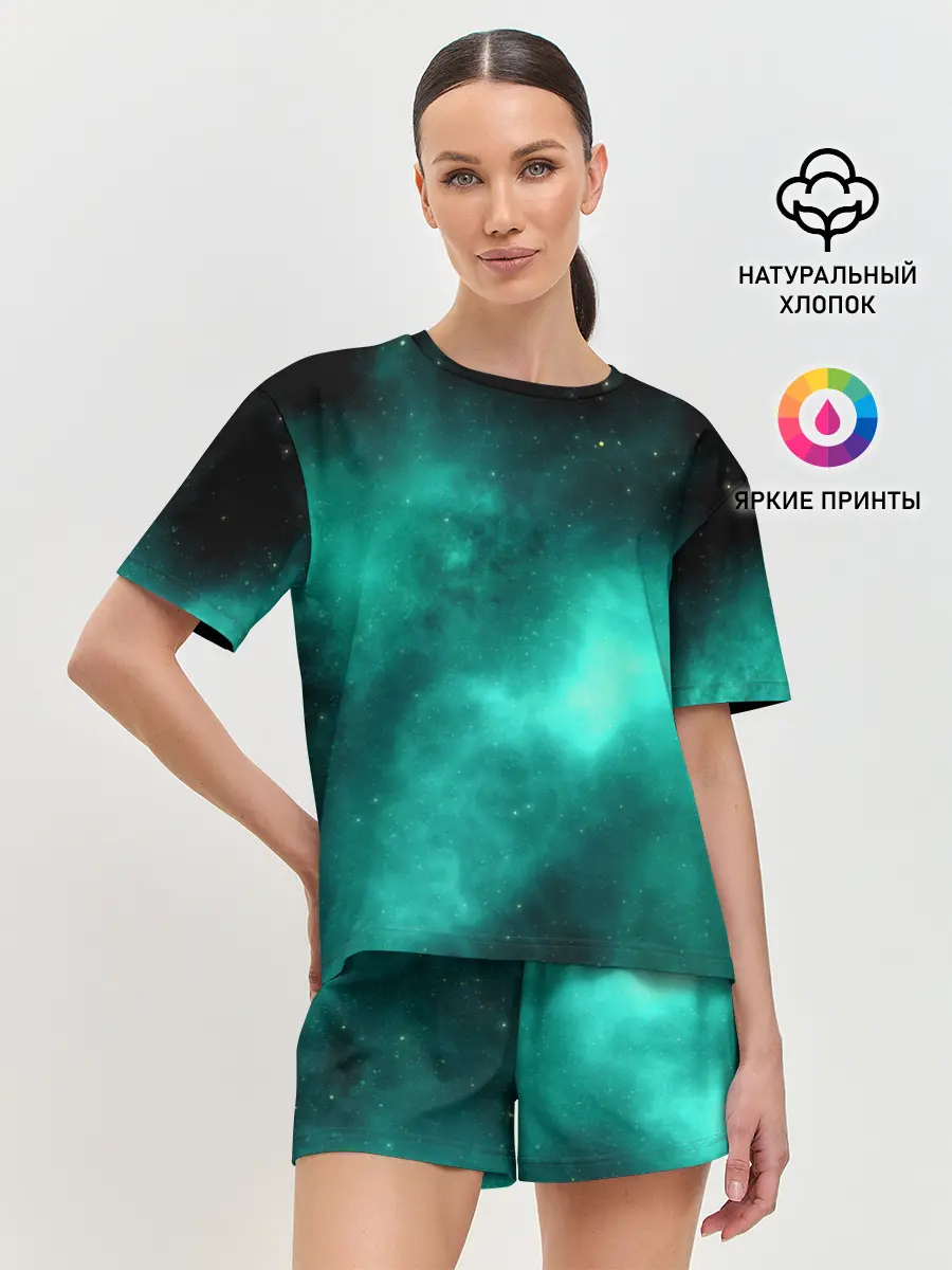 Женская пижама с шортами / НЕОНОВЫЙ КОСМОС