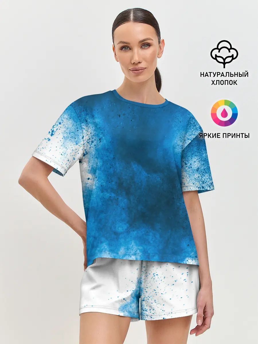 Женская пижама с шортами / СИНИЙ ДЫМ