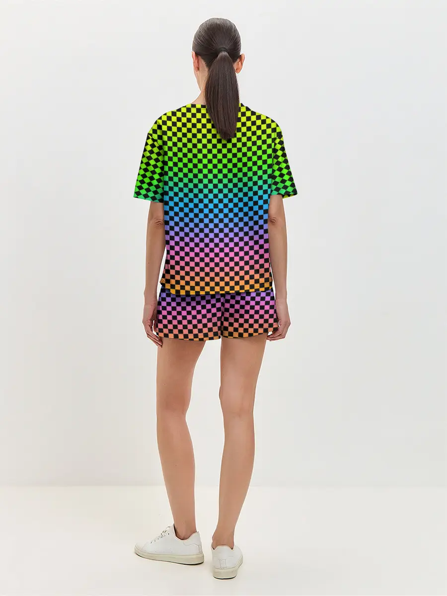 Женская пижама с шортами / РАДУЖНАЯ ШАХМАТКА