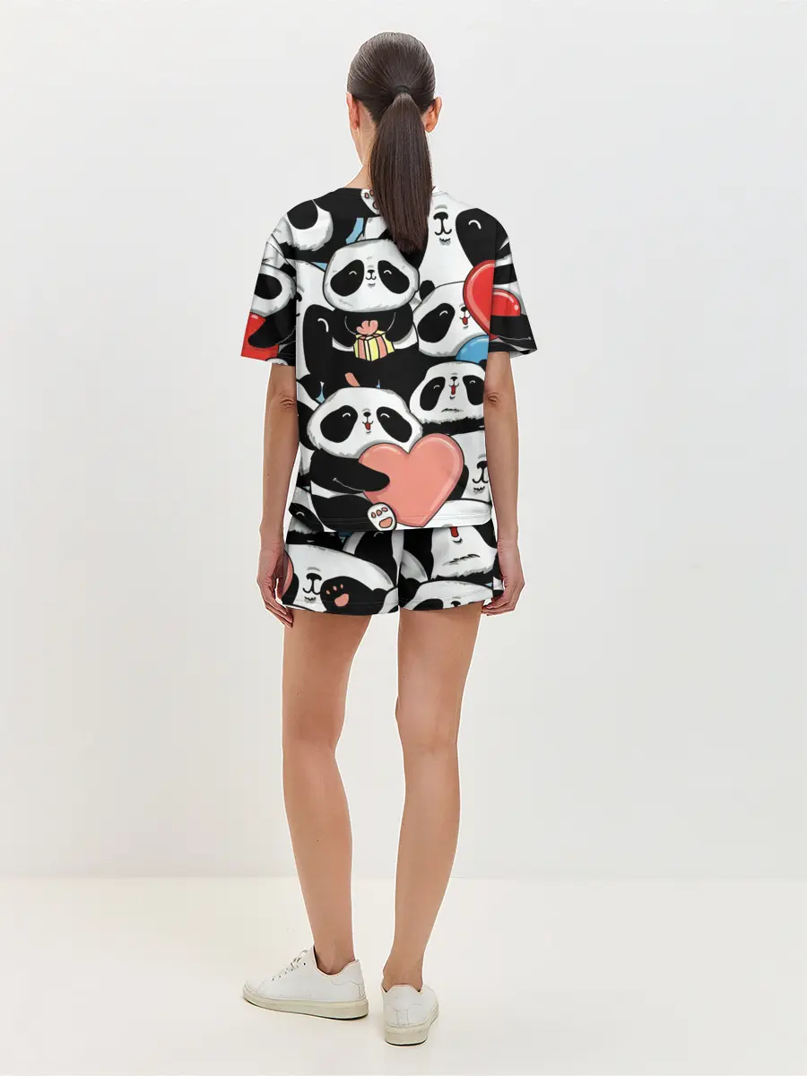 Женская пижама с шортами / Панды.