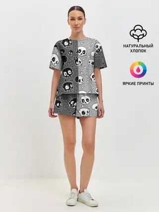 Женская пижама с шортами / Черепа