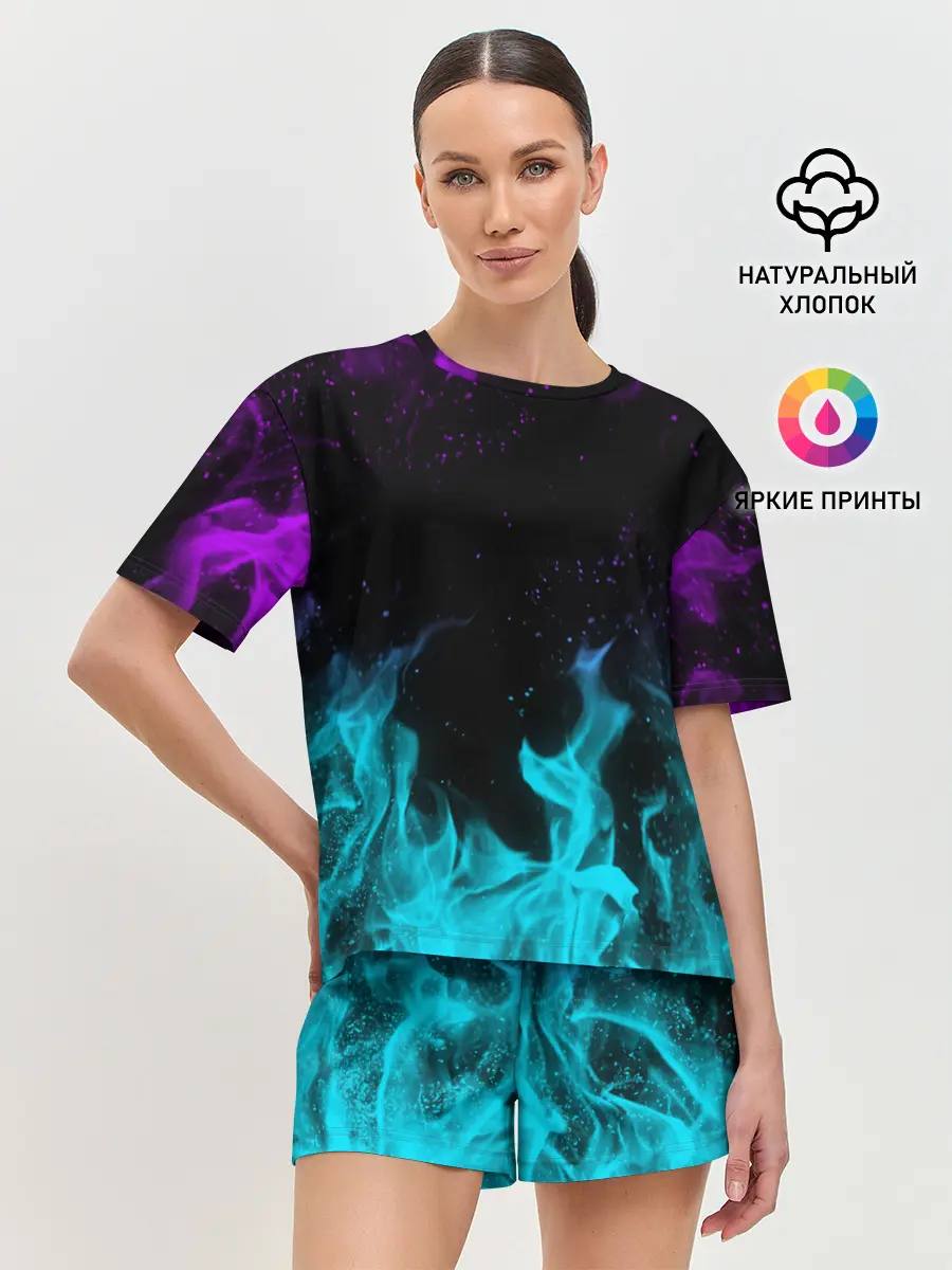 Женская пижама с шортами / НЕОНОВЫЙ ОГОНЬ | NEON FIRE