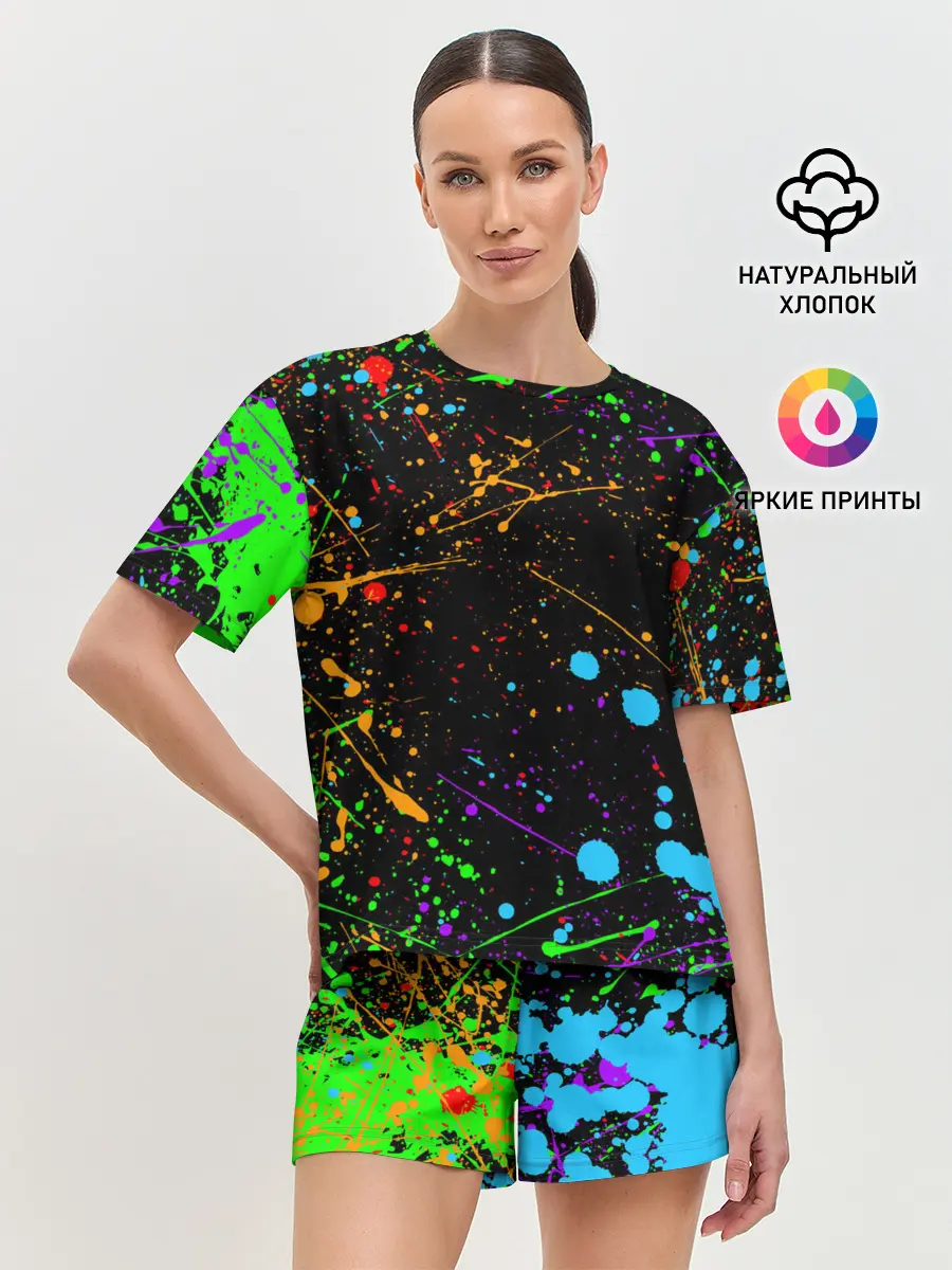 Женская пижама с шортами / БРЫЗГИ КРАСОК