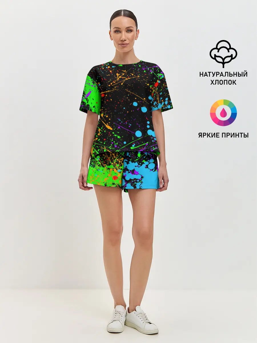 Женская пижама с шортами / БРЫЗГИ КРАСОК