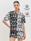 Женская пижама с шортами / Иероглифы джоджо чернобелые