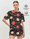 Женская пижама с шортами / Яблочный узор