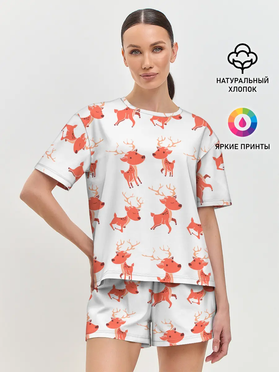 Женская пижама с шортами / Милый олень