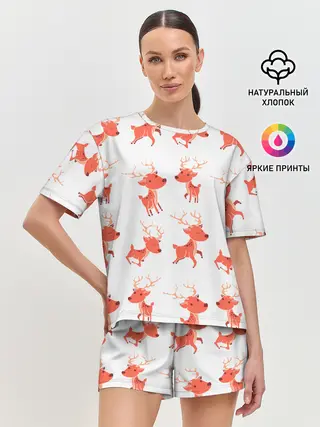 Женская пижама с шортами / Милый олень