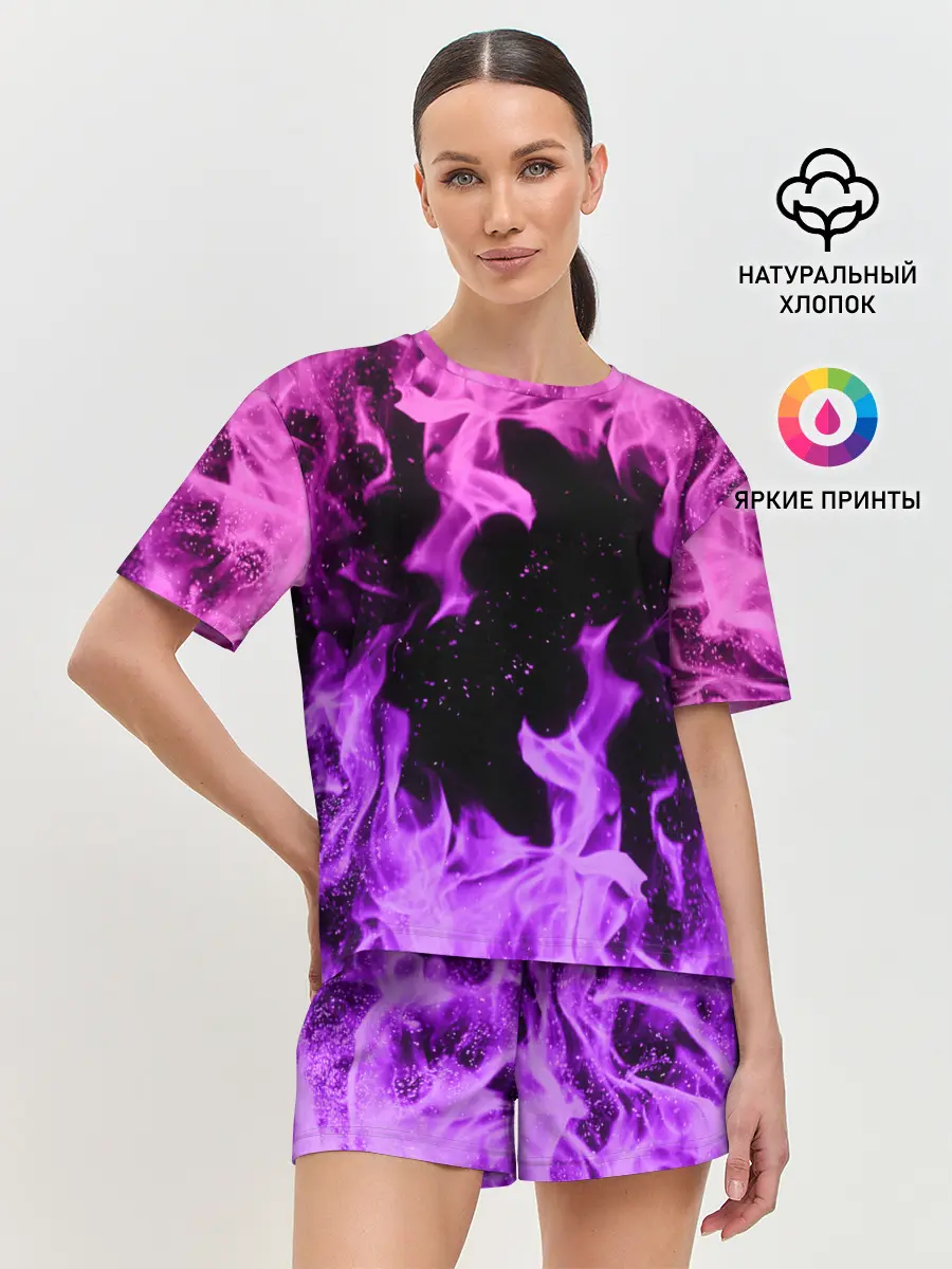 Женская пижама с шортами / ЦВЕТНОЙ ОГОНЬ | NEON FIRE