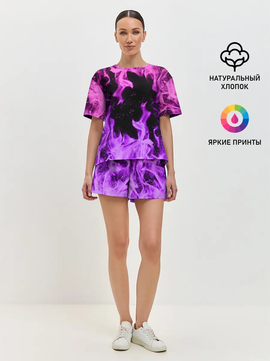 Женская пижама с шортами / ЦВЕТНОЙ ОГОНЬ | NEON FIRE