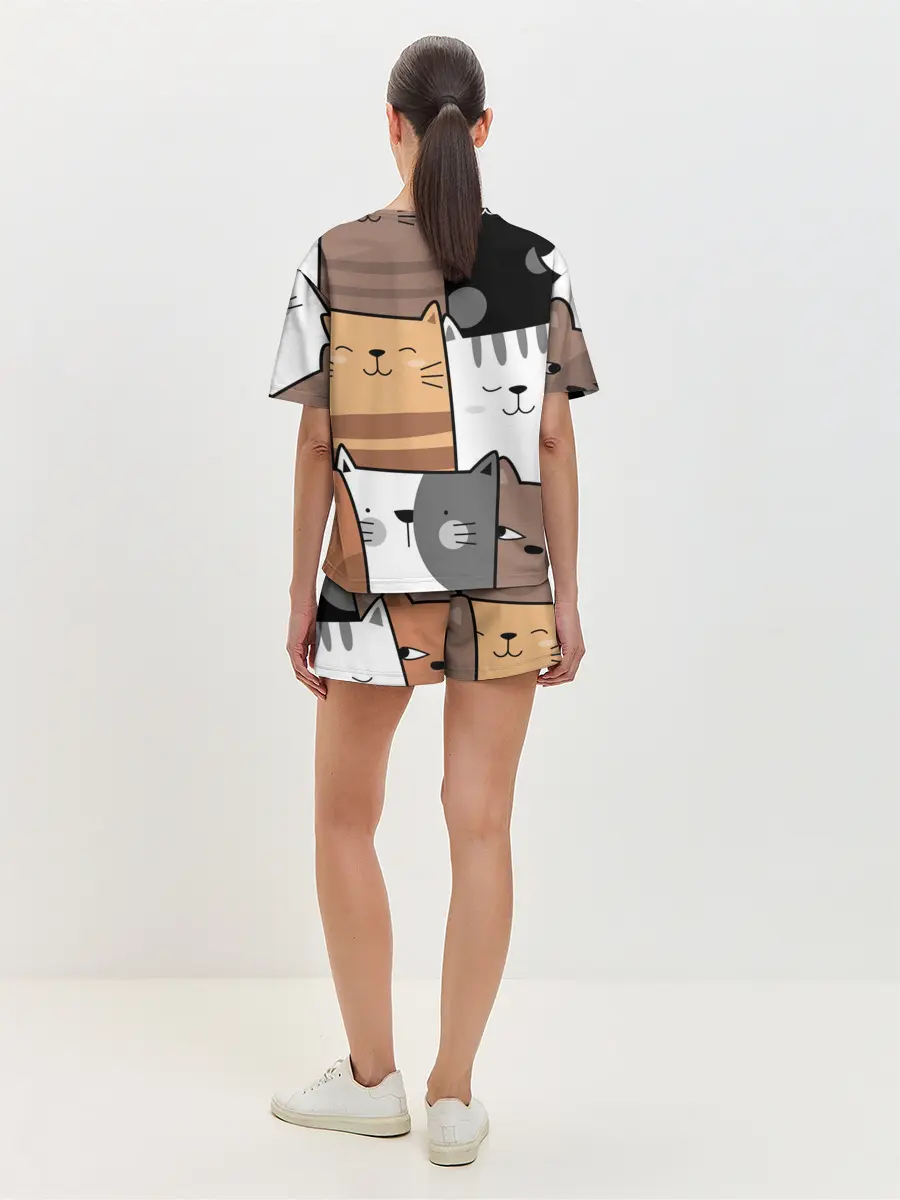 Женская пижама с шортами / КОТЕЙКИ | ПАТТЕРН