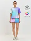 Женская пижама с шортами / небесно голубой градиентный