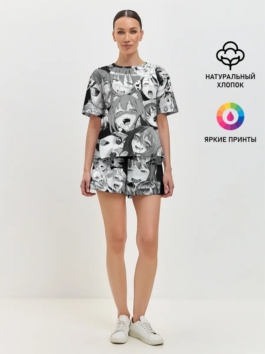 Женская пижама с шортами / AHEGAO monochrome