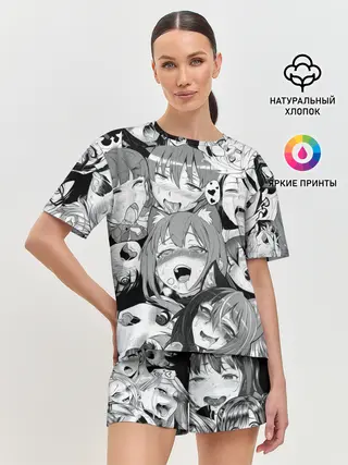 Женская пижама с шортами / AHEGAO monochrome