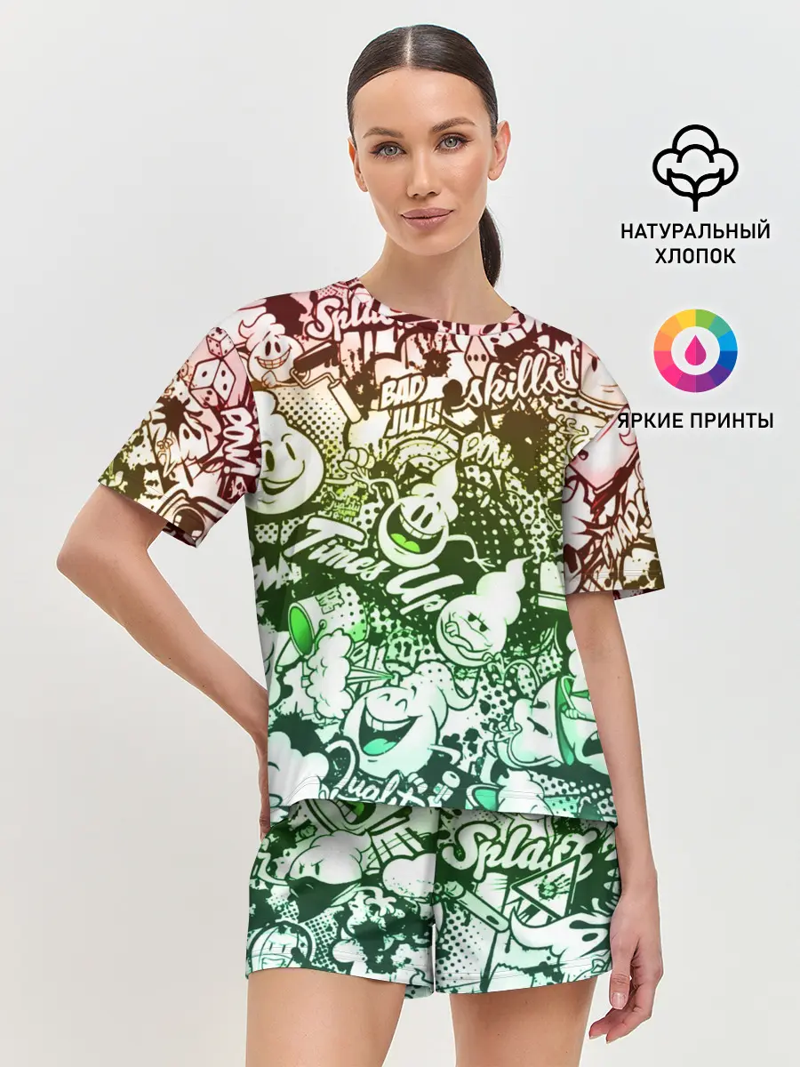 Женская пижама с шортами / Граффити