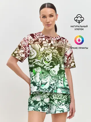 Женская пижама с шортами / Граффити