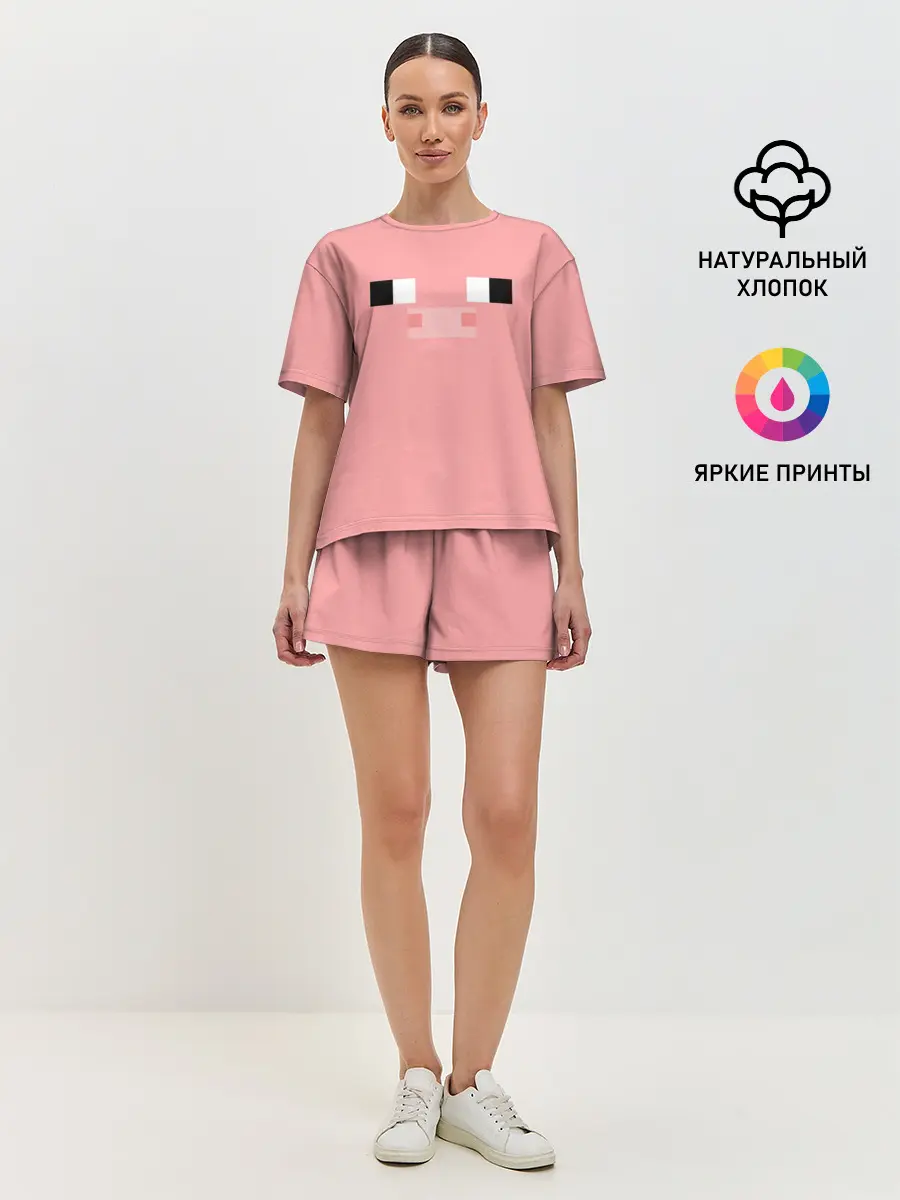 Женская пижама с шортами / Minecraft Pig