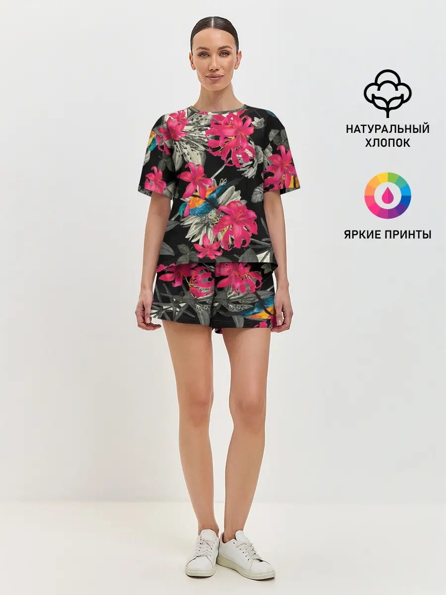 Женская пижама с шортами / Цветы