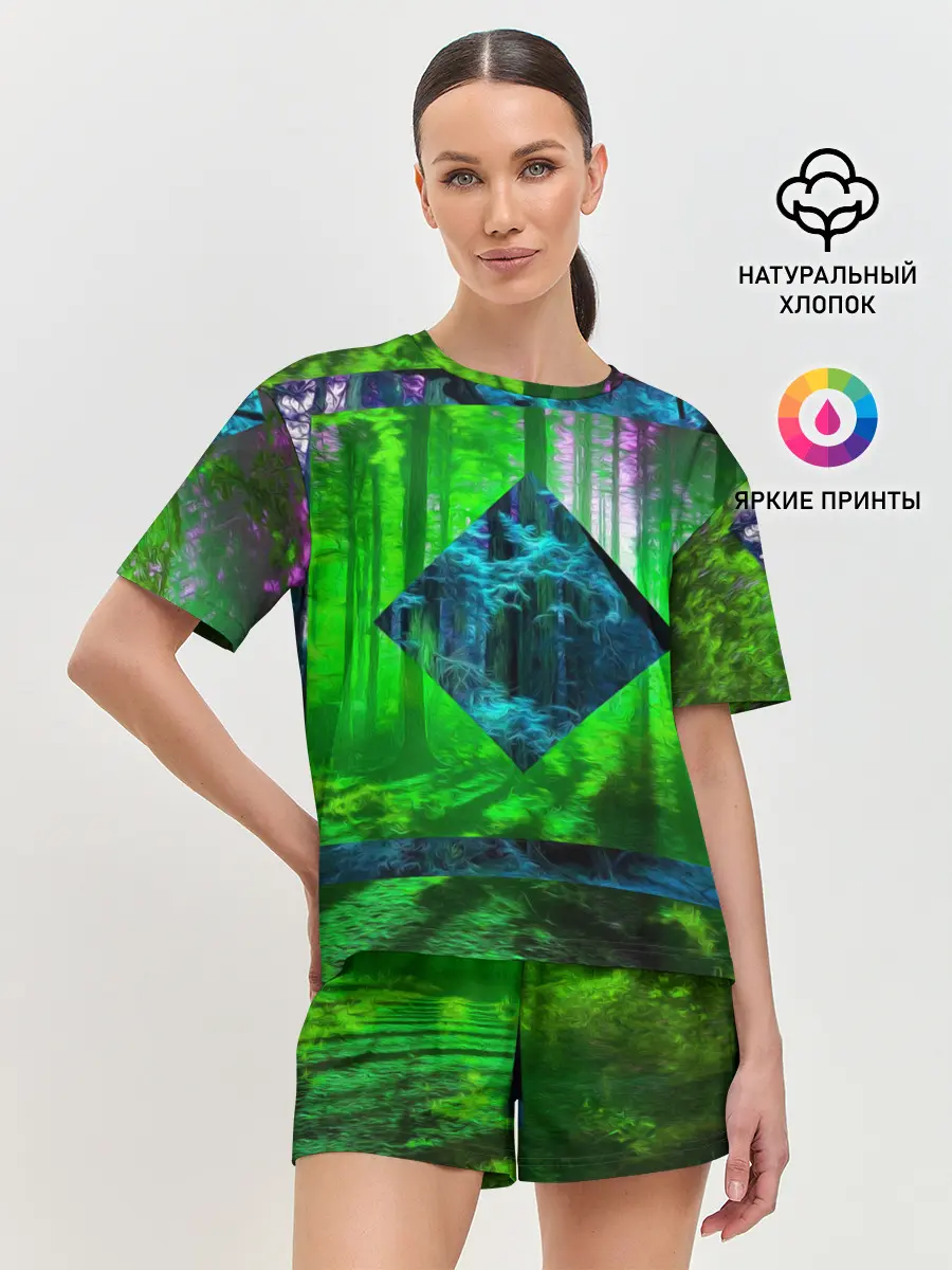 Женская пижама с шортами / ПСИХОДЕЛИЯ ЛЕСА