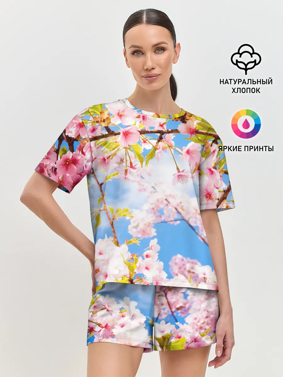 Женская пижама с шортами / Сакура