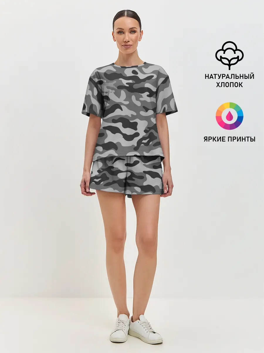 Женская пижама с шортами / КАМУФЛЯЖ GRAY