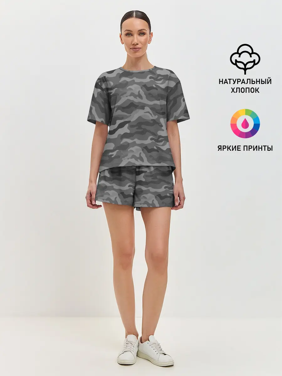 Женская пижама с шортами / КАМУФЛЯЖ GREY