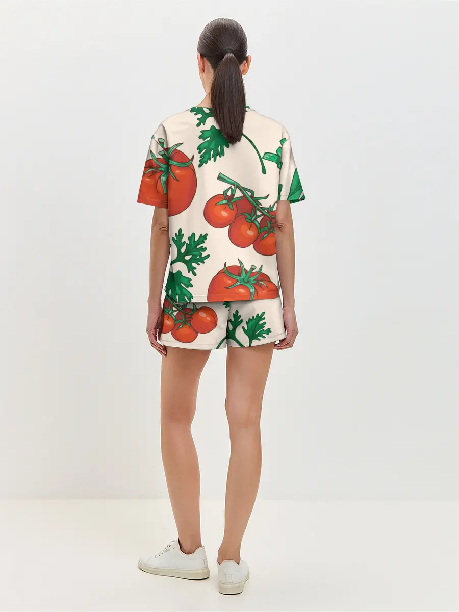 Женская пижама с шортами / Летние овощи