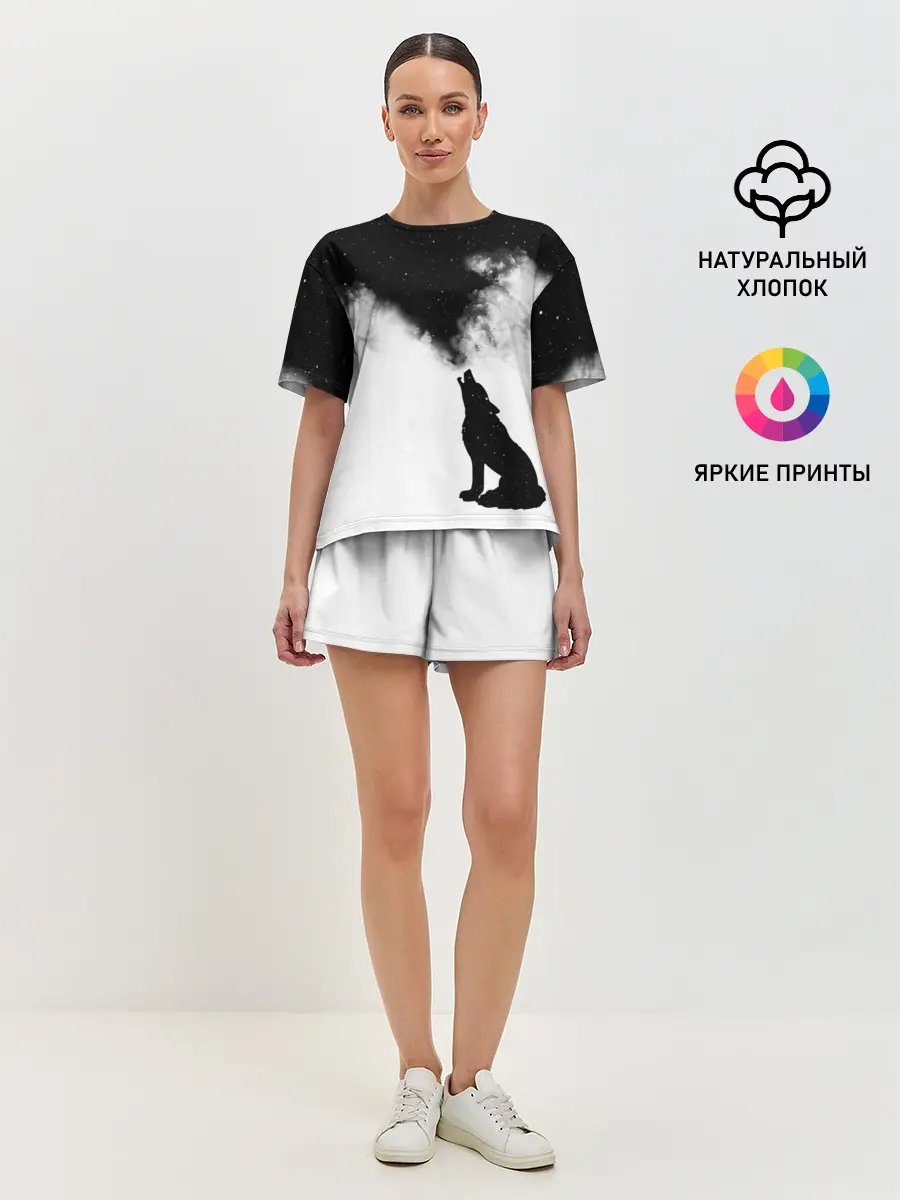 Женская пижама с шортами / Galaxy wolf